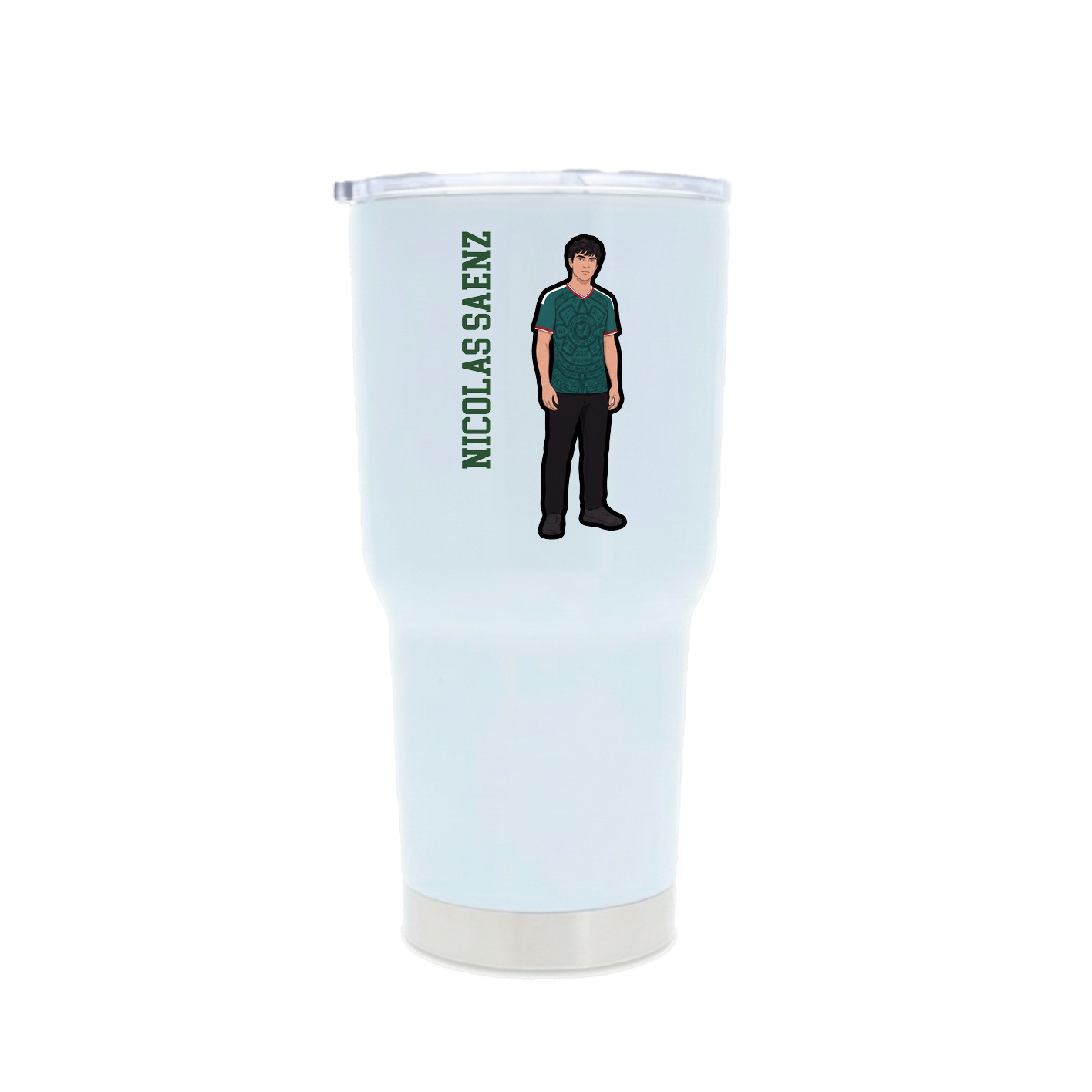 30oz Stainless Steel Tumbler — Name Vertical in White