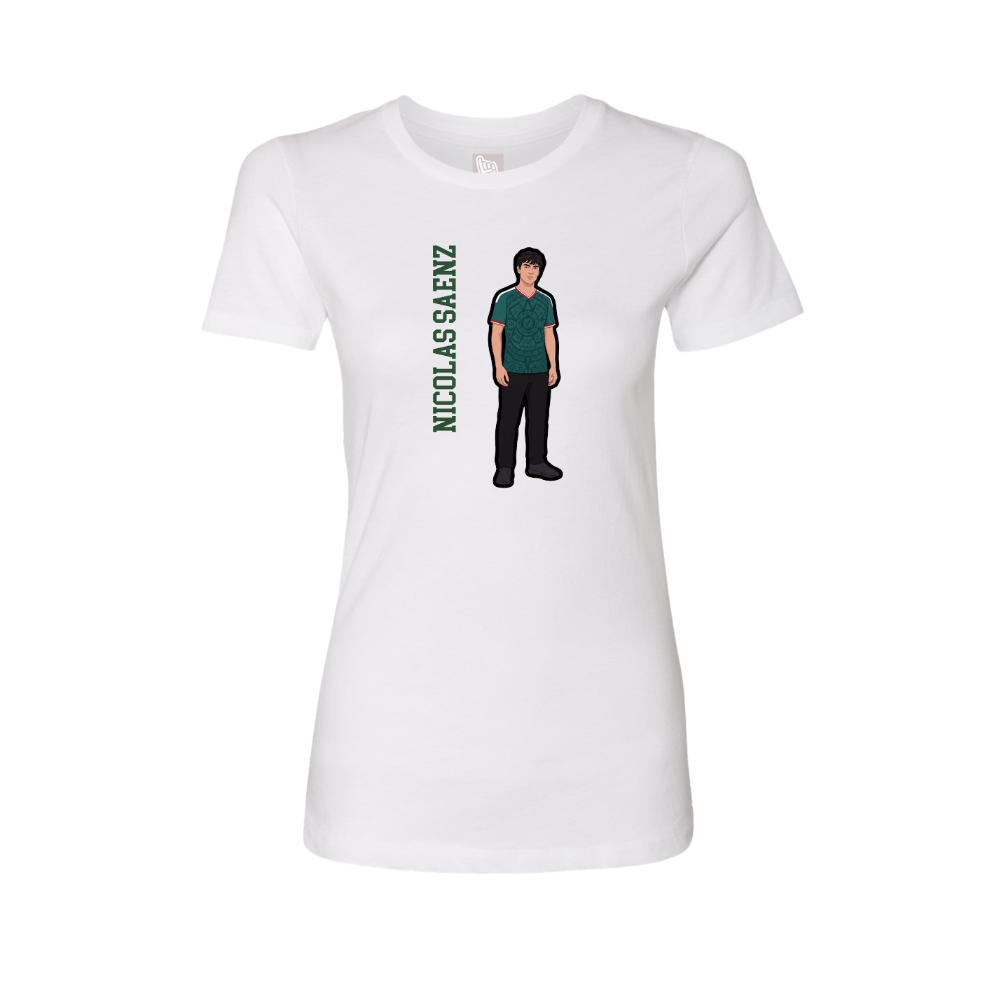 Fitted Women's Tee — Name Vertical in White