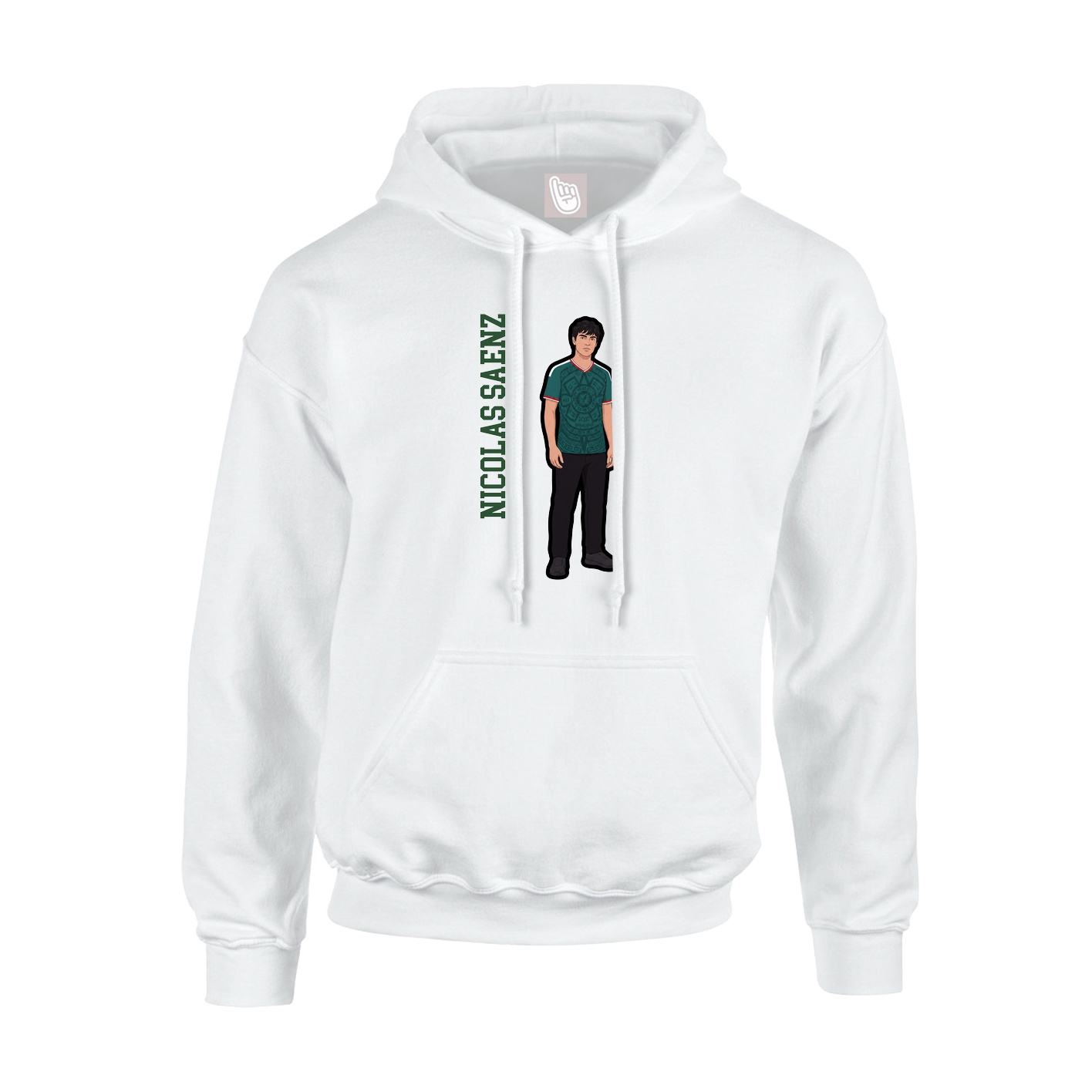Youth Hoodie — Name Vertical in White