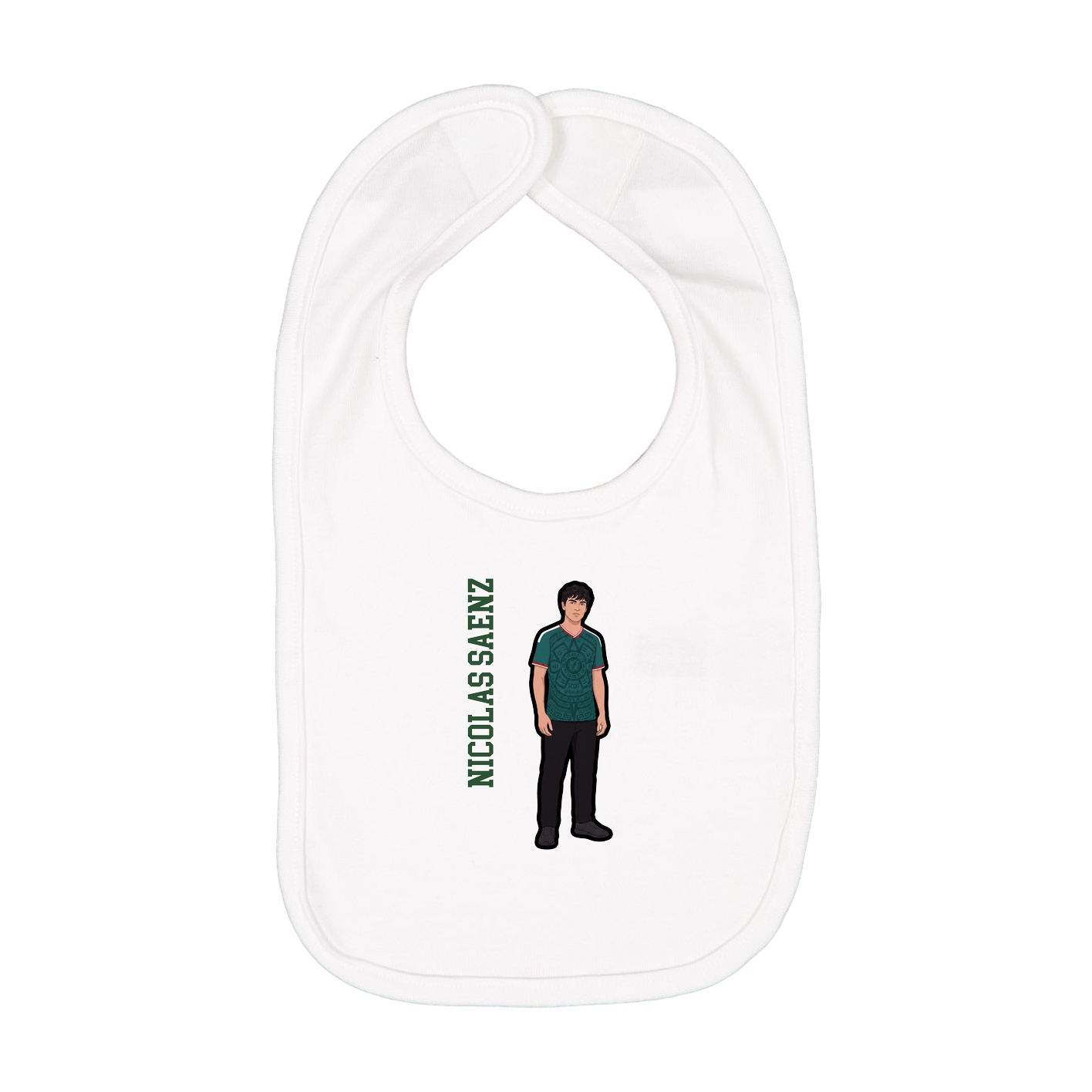 Infant Bib — Name Vertical in White