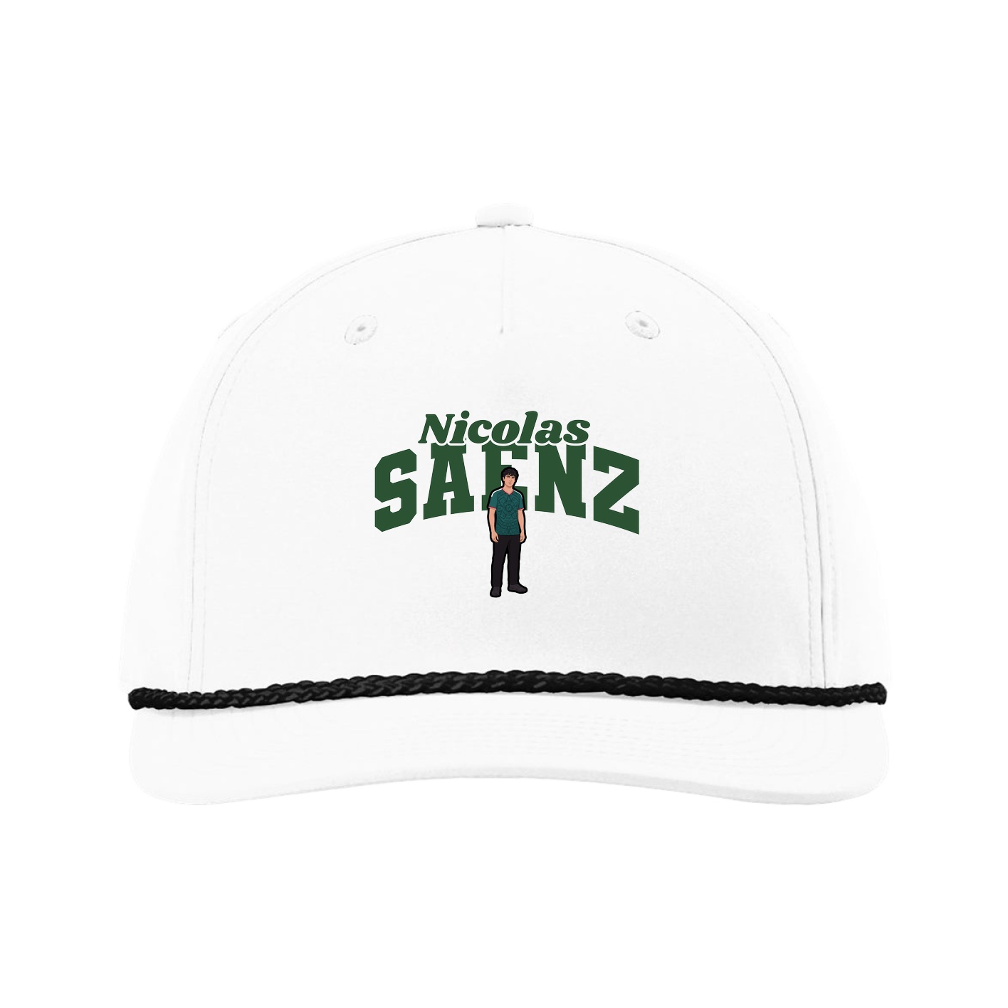 Five-Panel Classic Rope Cap — Signature Arch in White