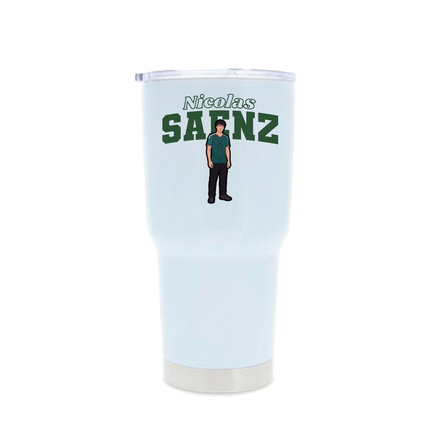 30oz Stainless Steel Tumbler — Name Arch in White