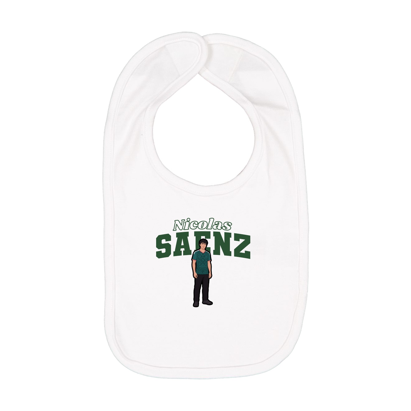 Infant Bib — Name Arch in White