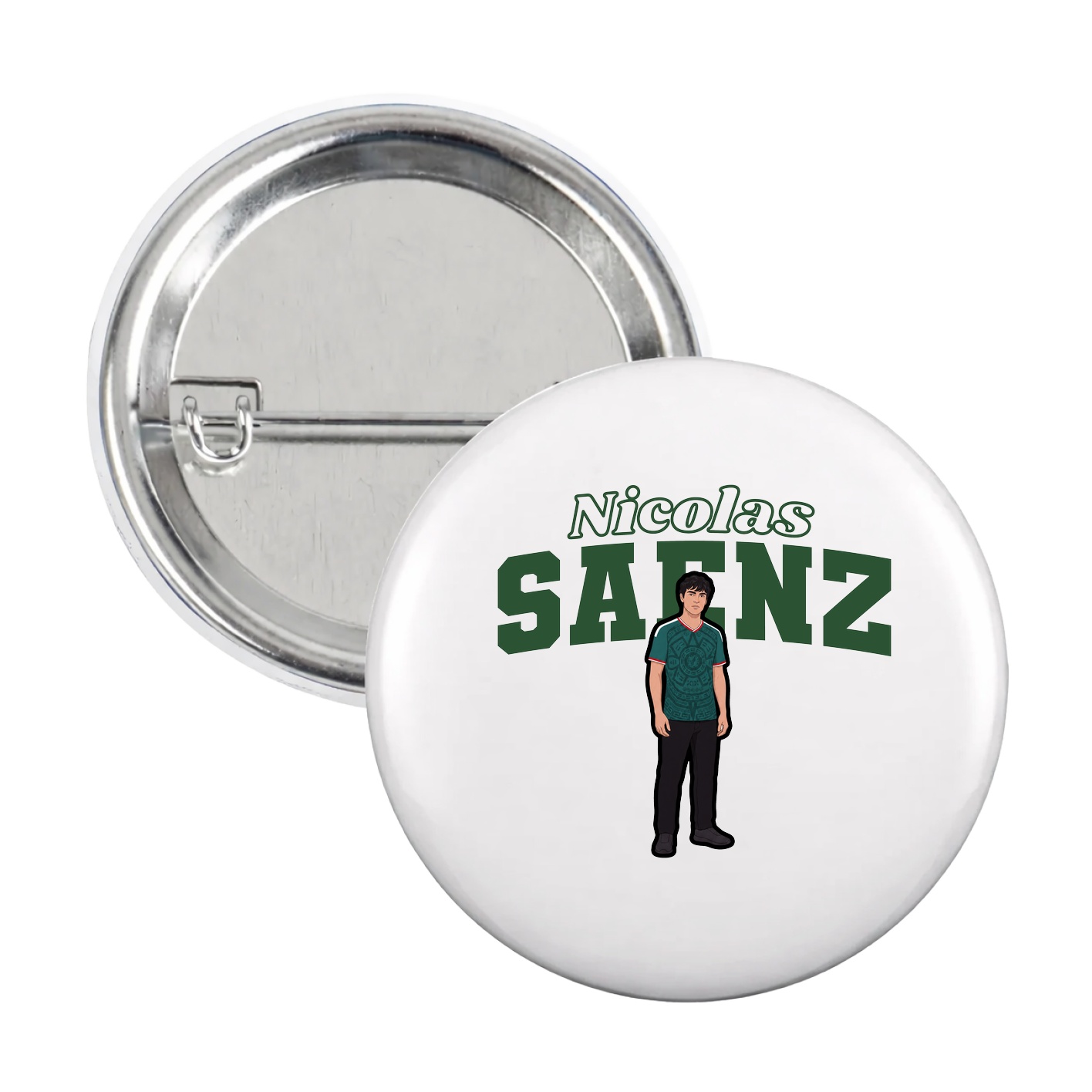 Game Day Button — Name Arch in White