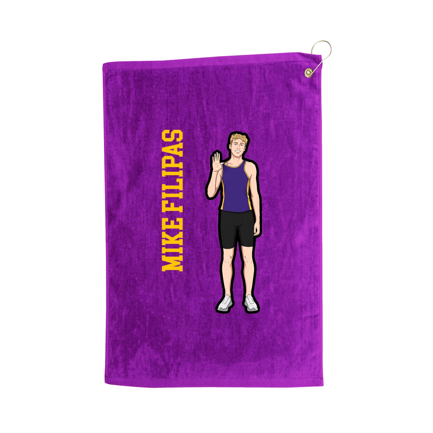 Golf Towel — Name Vertical in Purple