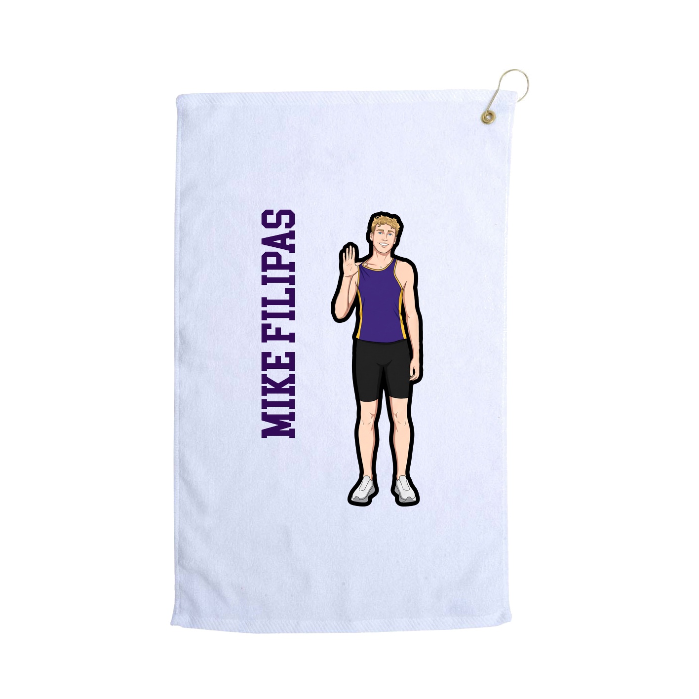 Golf Towel — Name Vertical in White