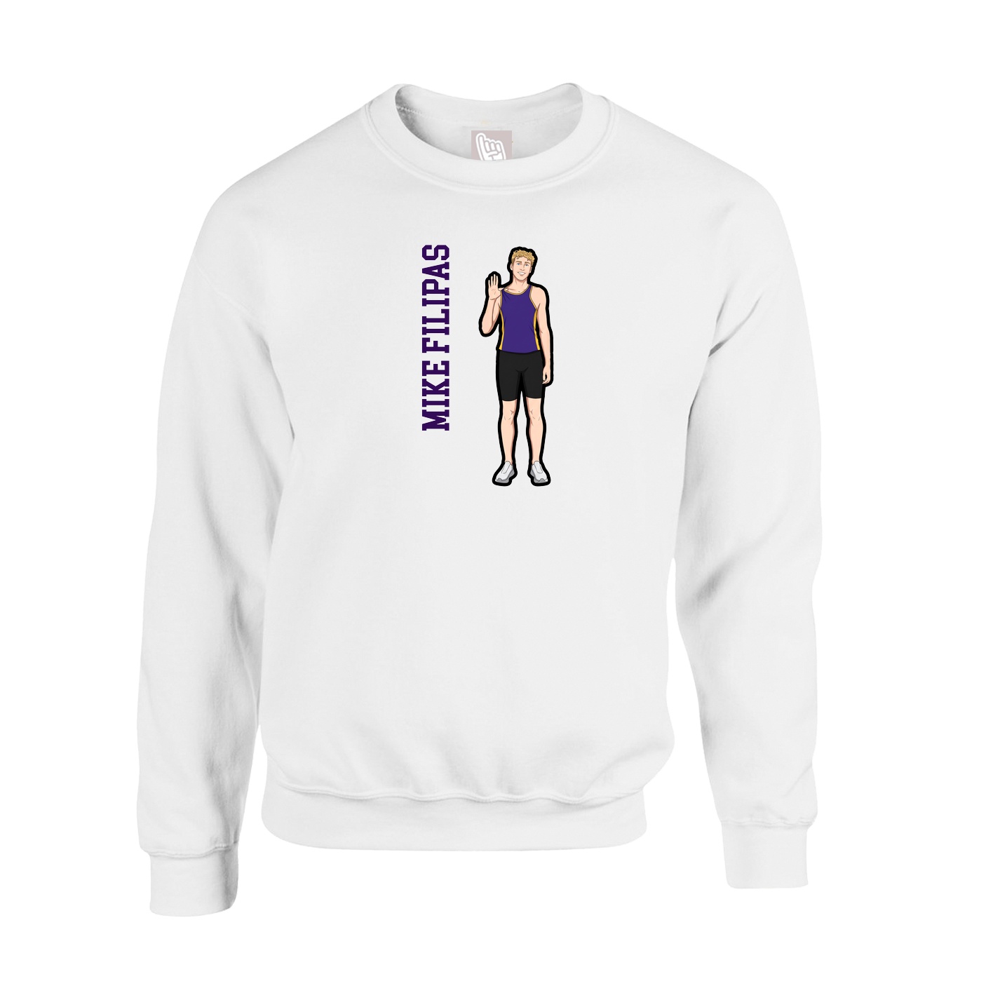 Fleece Crew — Name Vertical in White