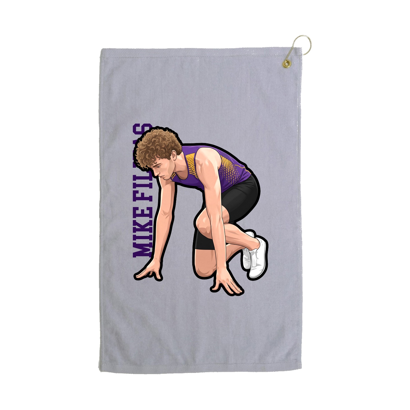 Golf Towel — Name Vertical in Grey