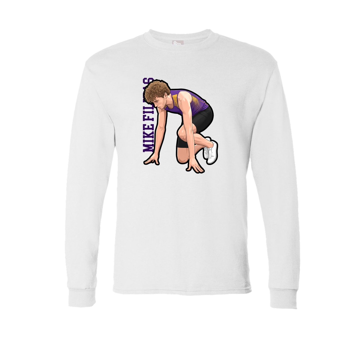 Long Sleeve Tee — Name Vertical in White