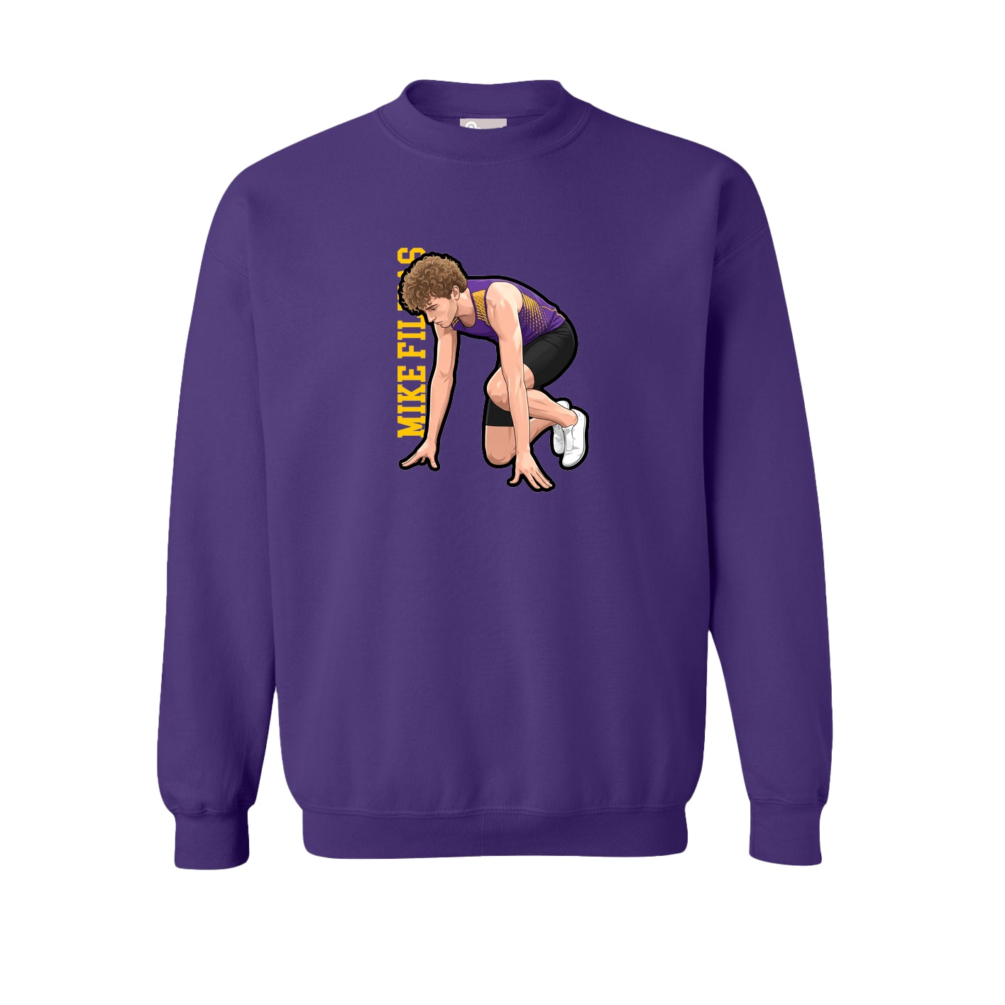 Fleece Crew — Name Vertical in Purple