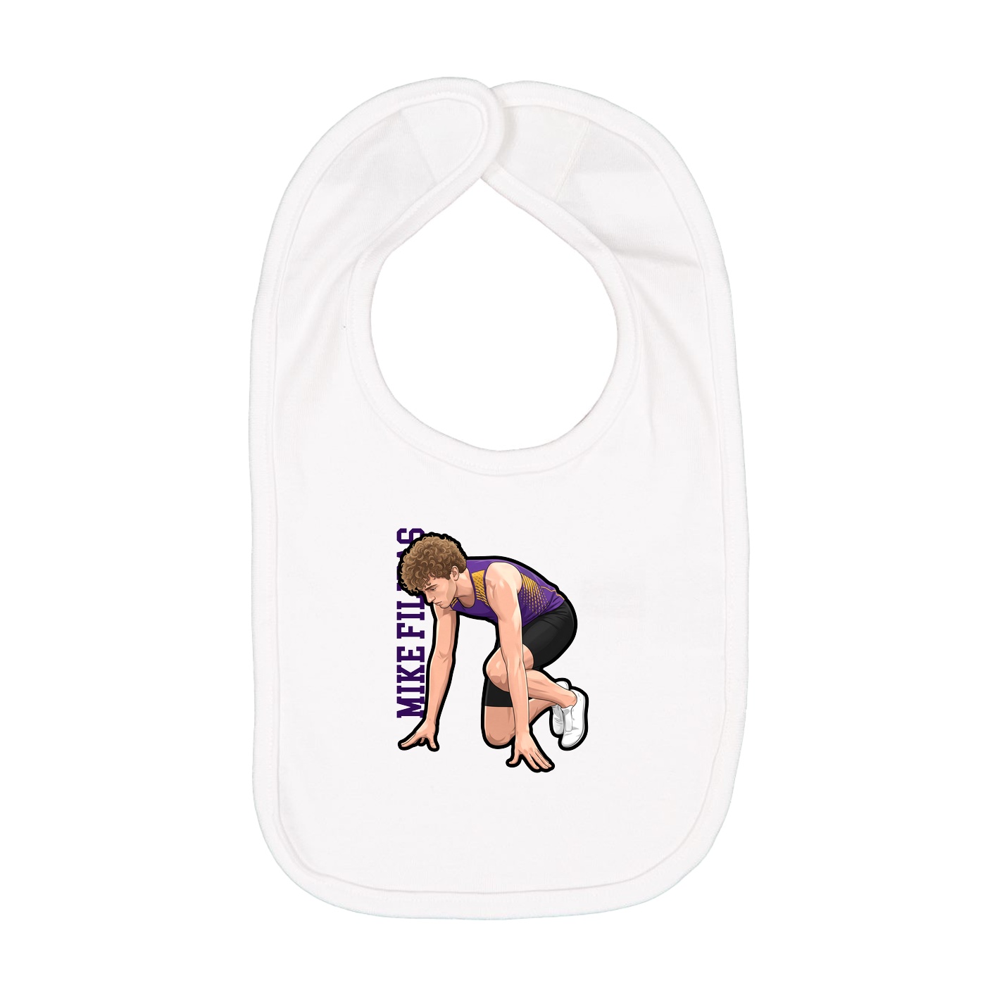 Infant Bib — Name Vertical in White