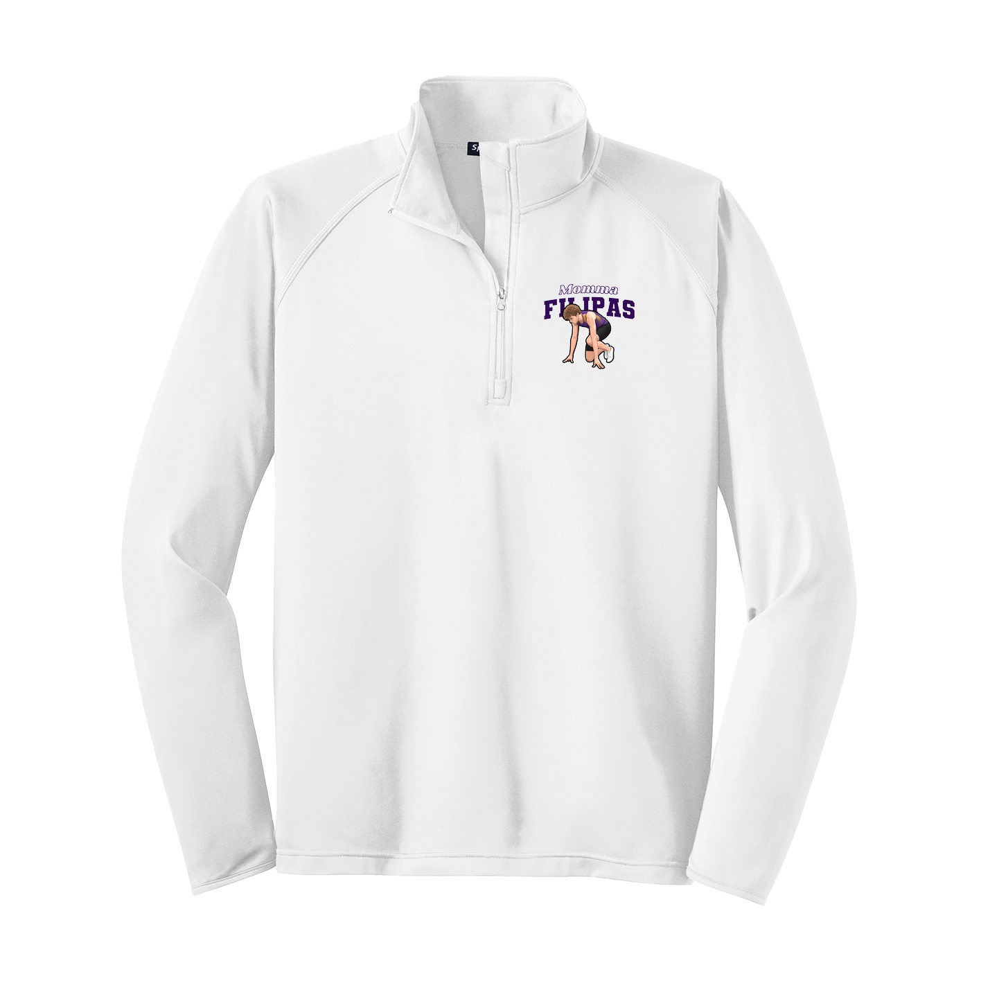 Q-Zip Pullover — Mothers Day Block in White