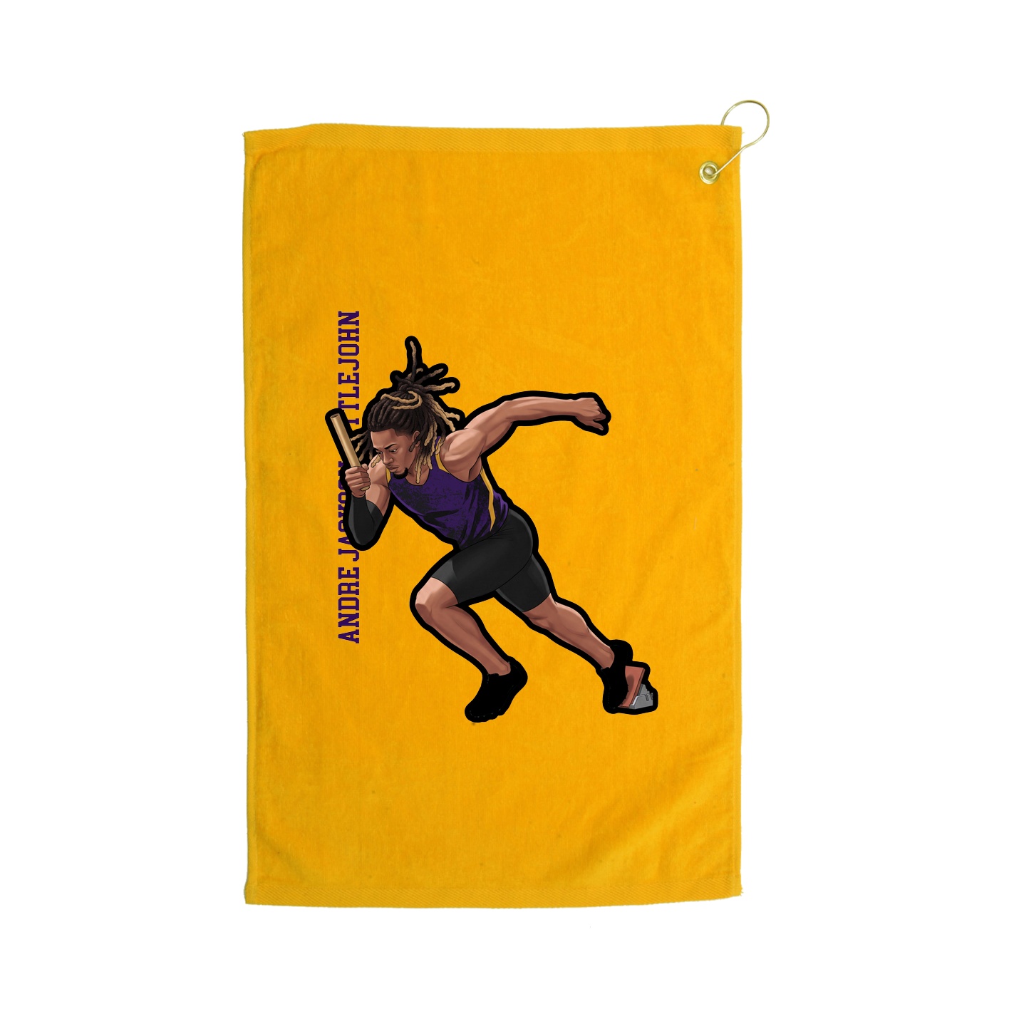 Golf Towel — Name Vertical in Gold