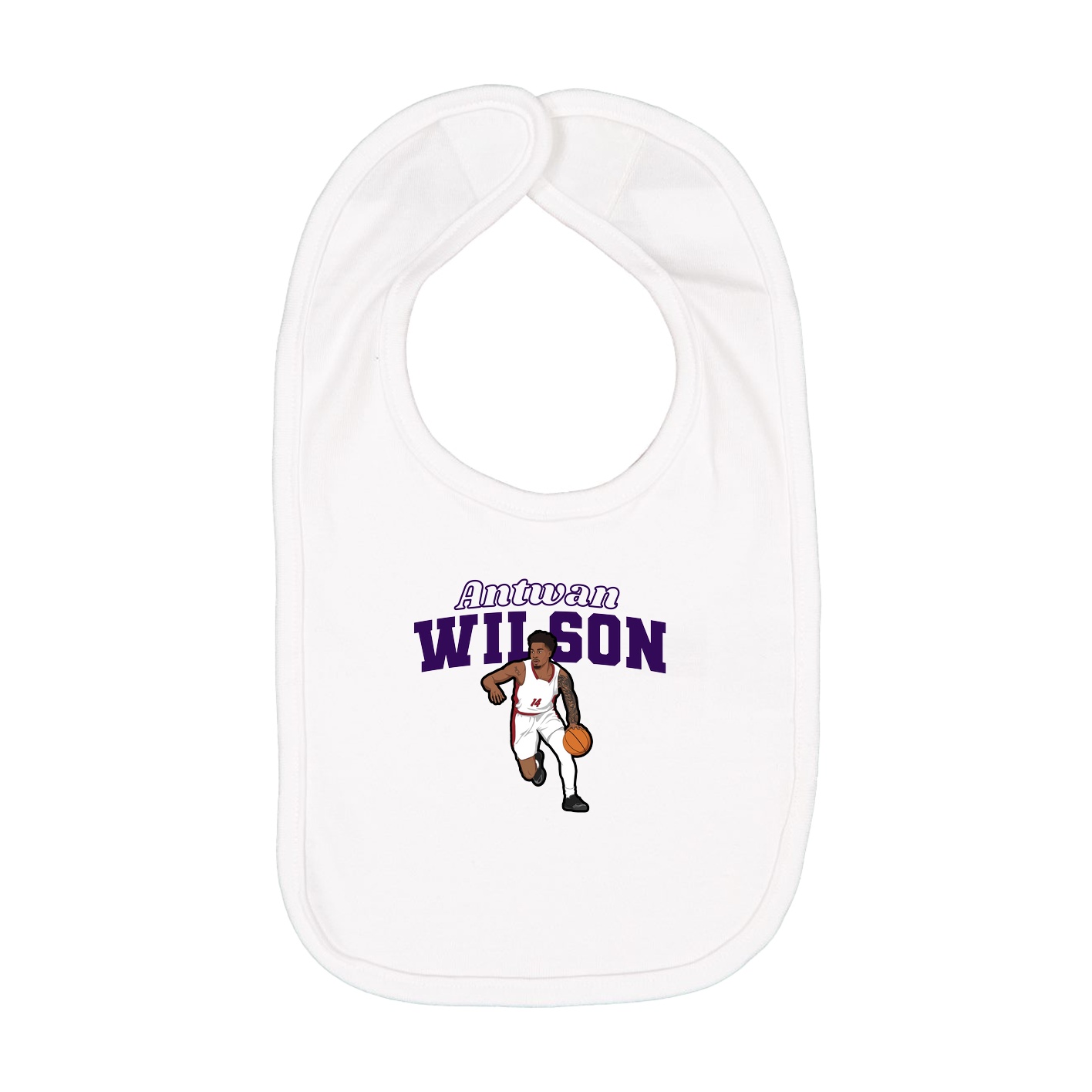 Infant Bib — Name Arch in White
