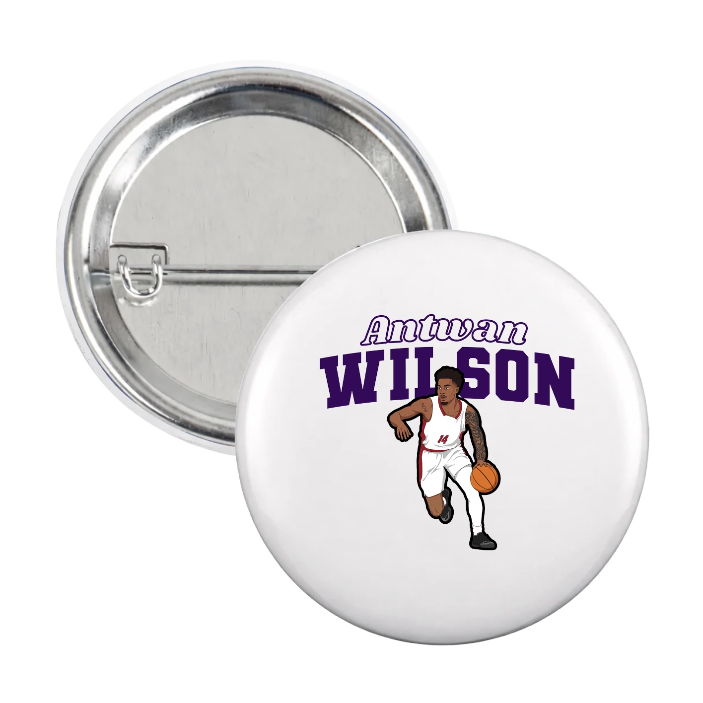 Game Day Button — Name Arch in White