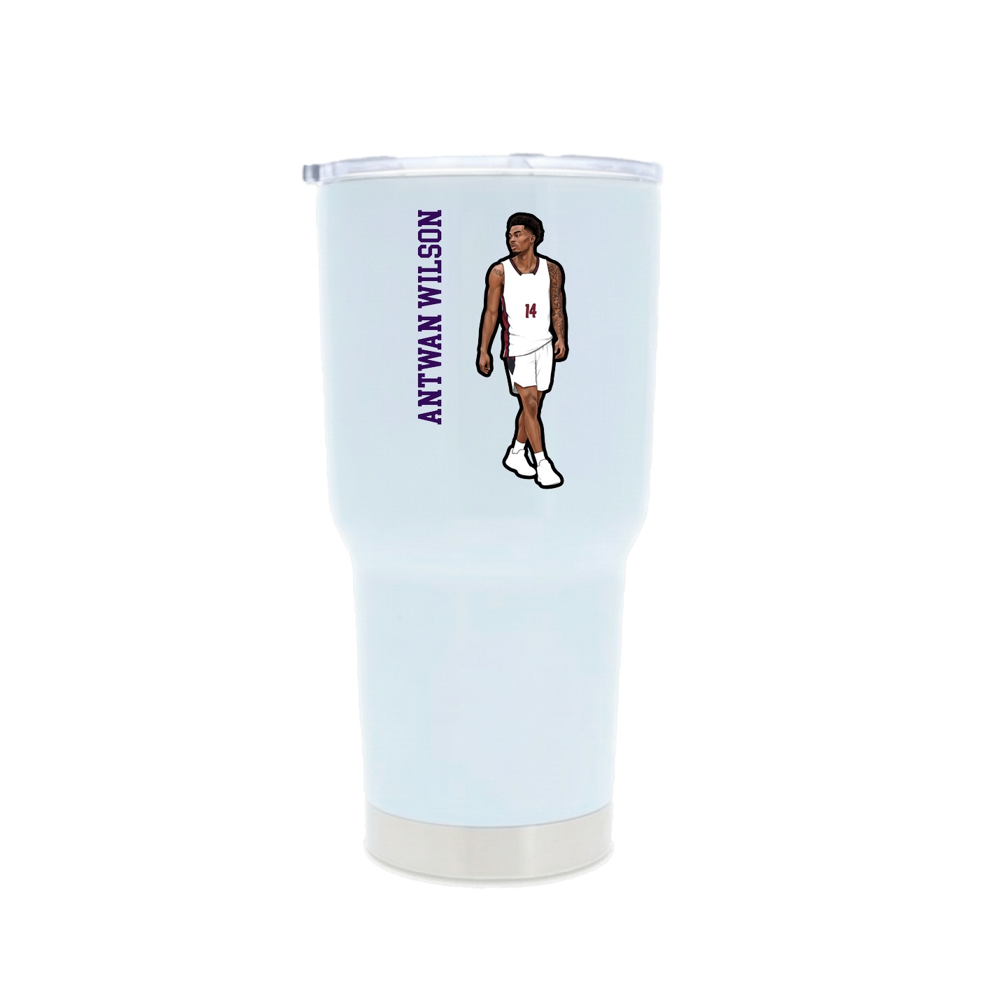 30oz Stainless Steel Tumbler — Name Vertical in White