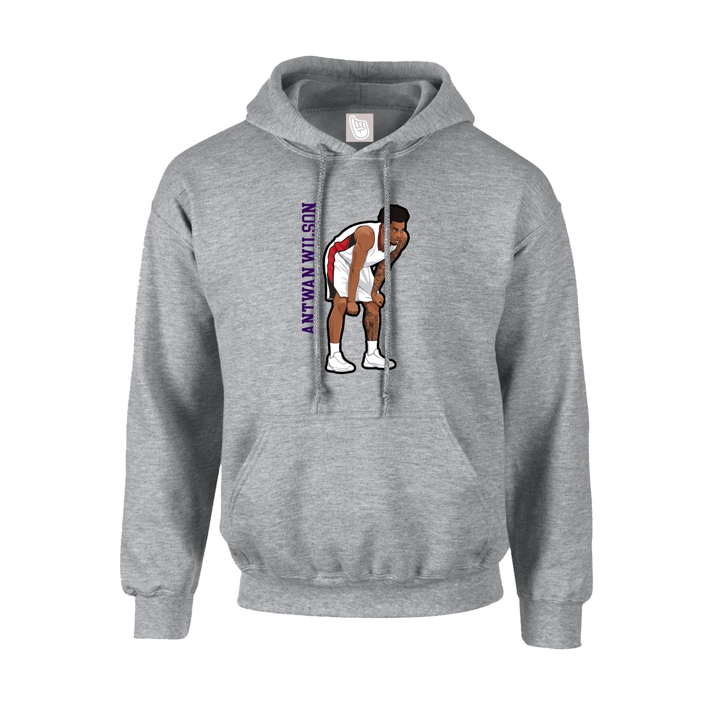 Youth Hoodie — Name Vertical in Grey