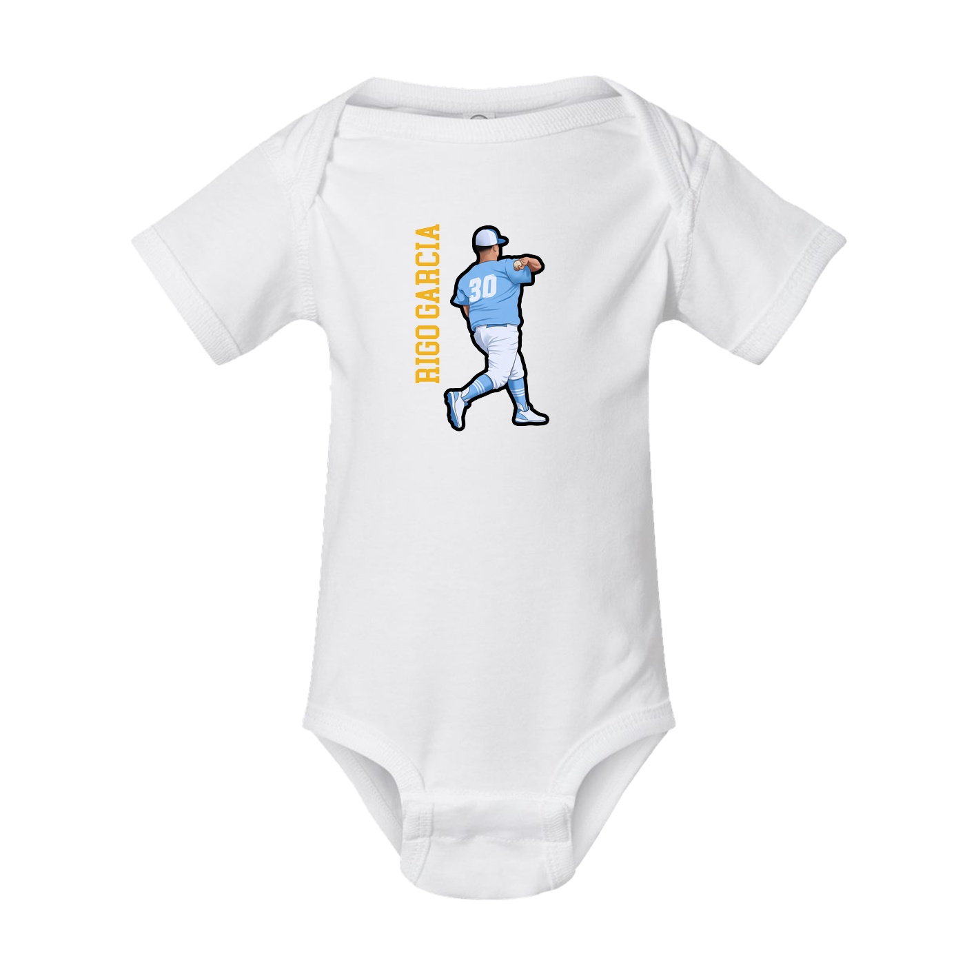 Baby Onesie — Name Vertical in White
