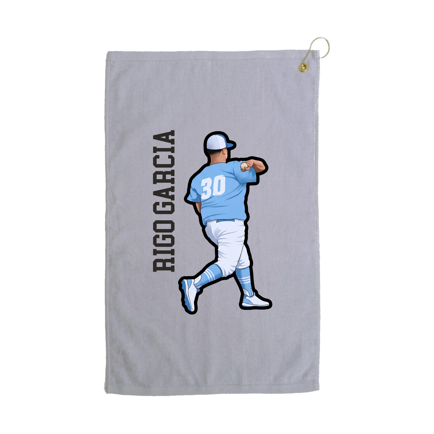 Golf Towel — Name Vertical in Grey