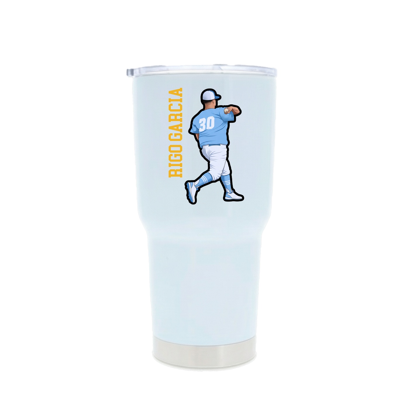 30oz Stainless Steel Tumbler — Name Vertical in White