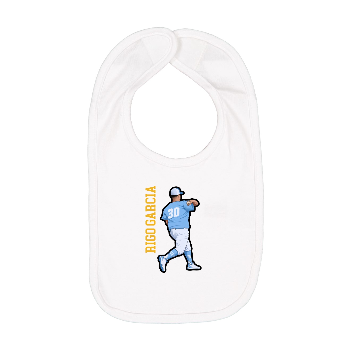 Infant Bib — Name Vertical in White