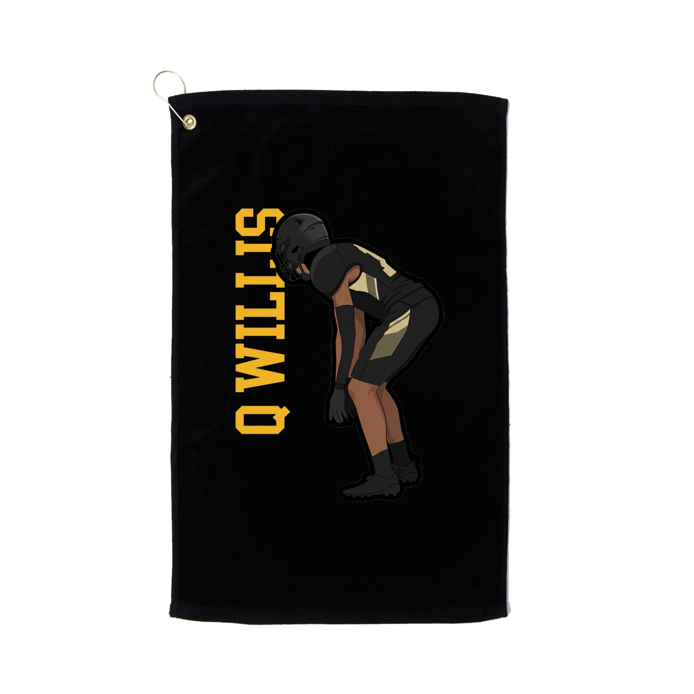 Golf Towel — Name Vertical in Black