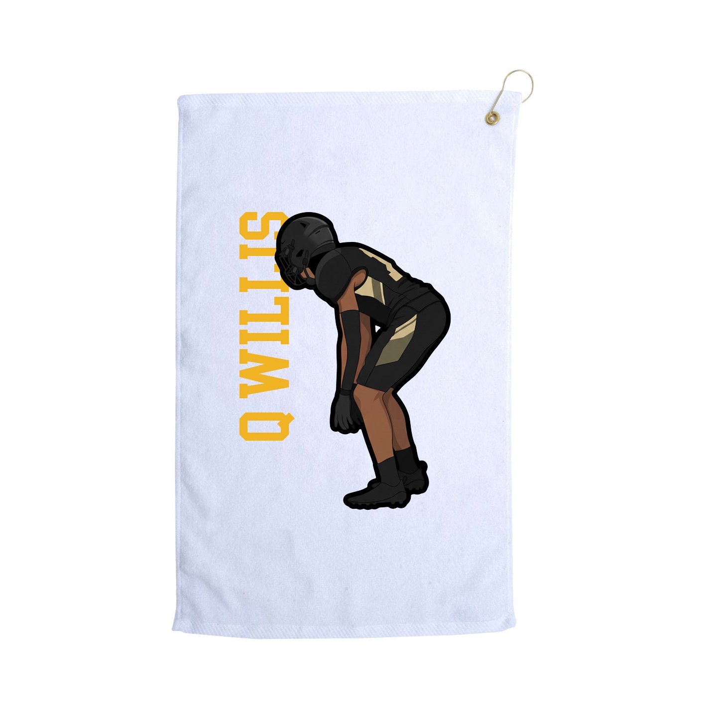 Golf Towel — Name Vertical in White