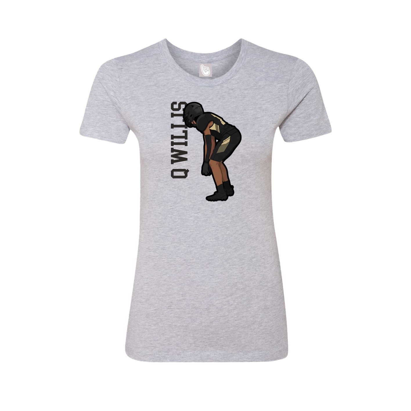 Fitted Women's Tee — Name Vertical in Grey