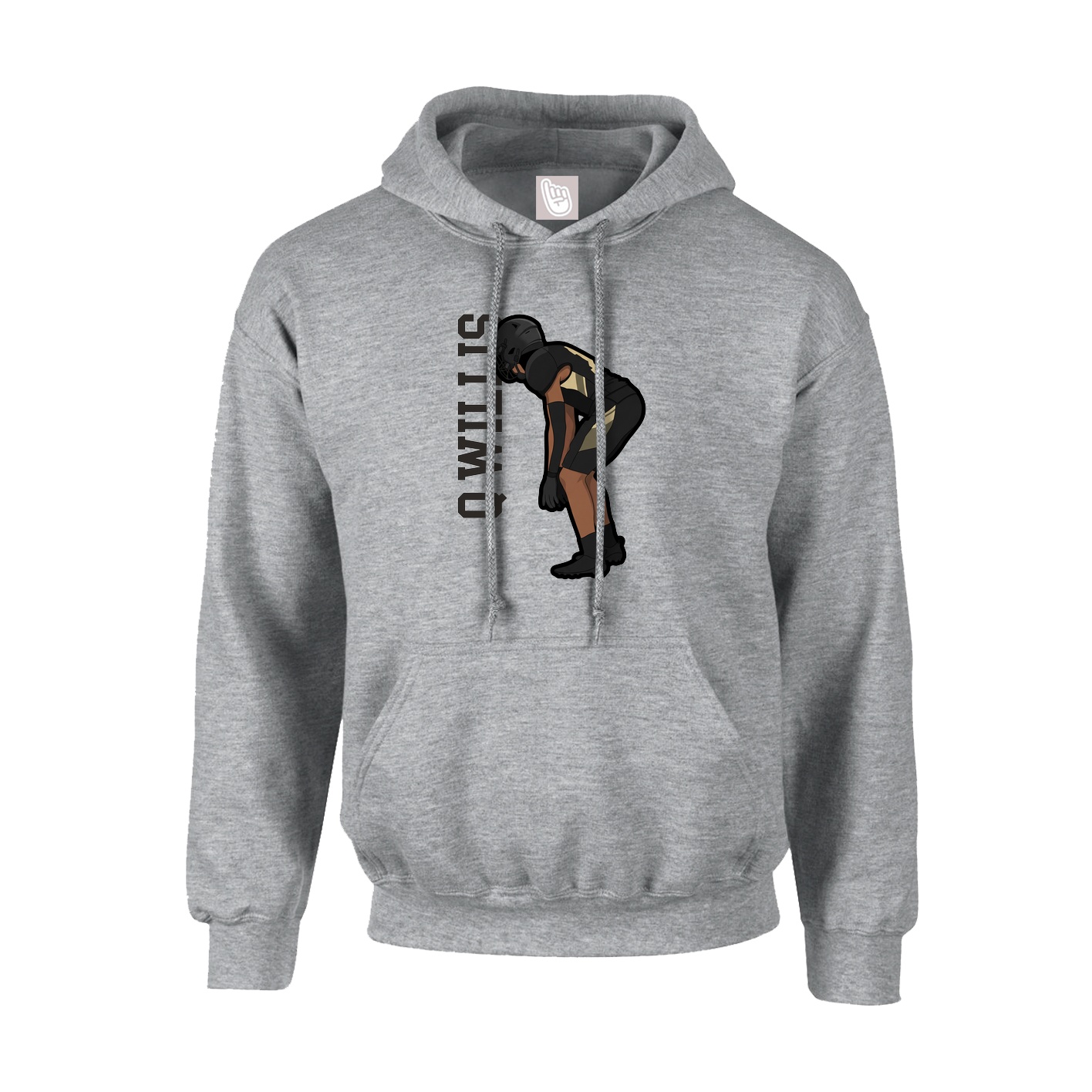 Youth Hoodie — Name Vertical in Grey