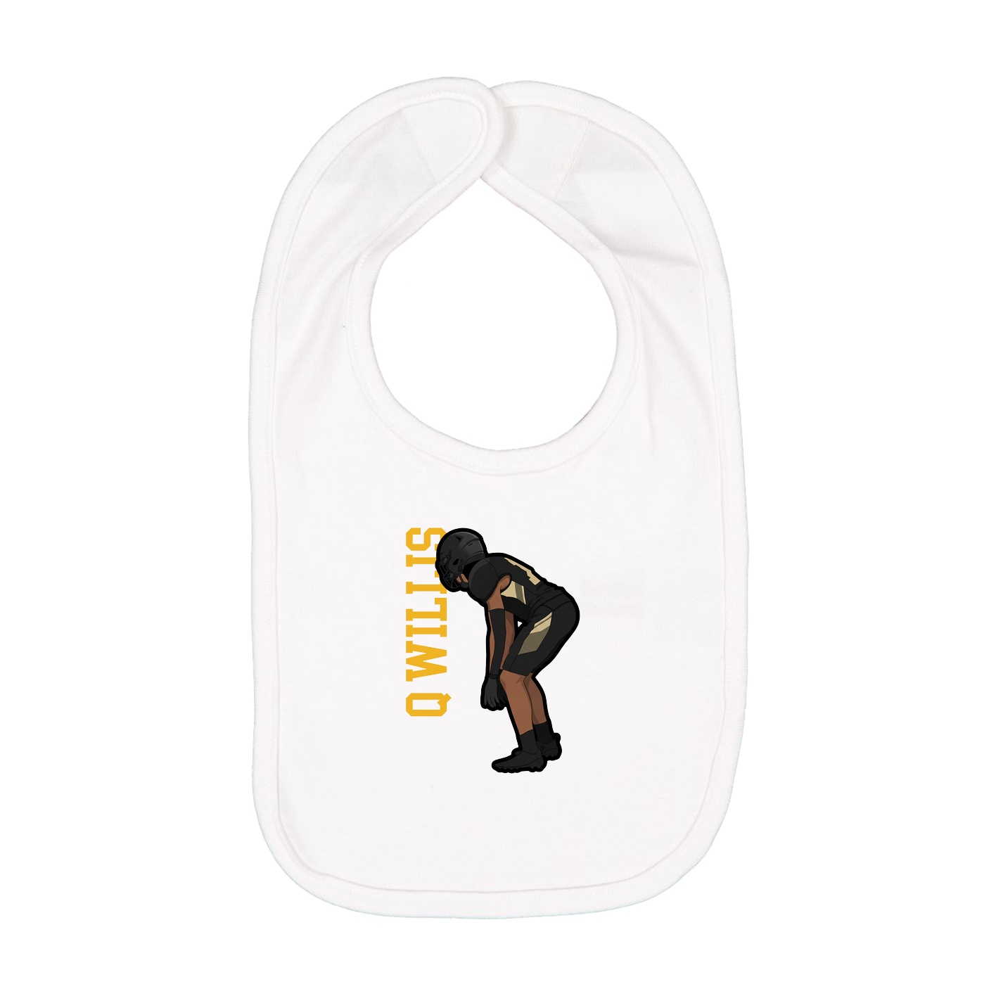 Infant Bib — Name Vertical in White