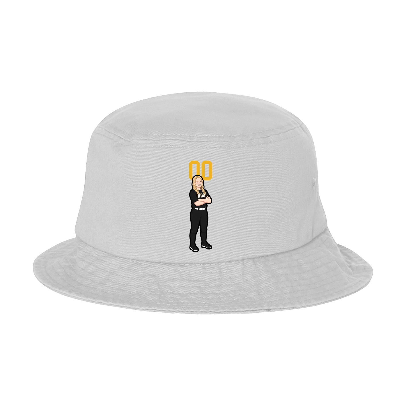 Bucket Cap — Number Top in White