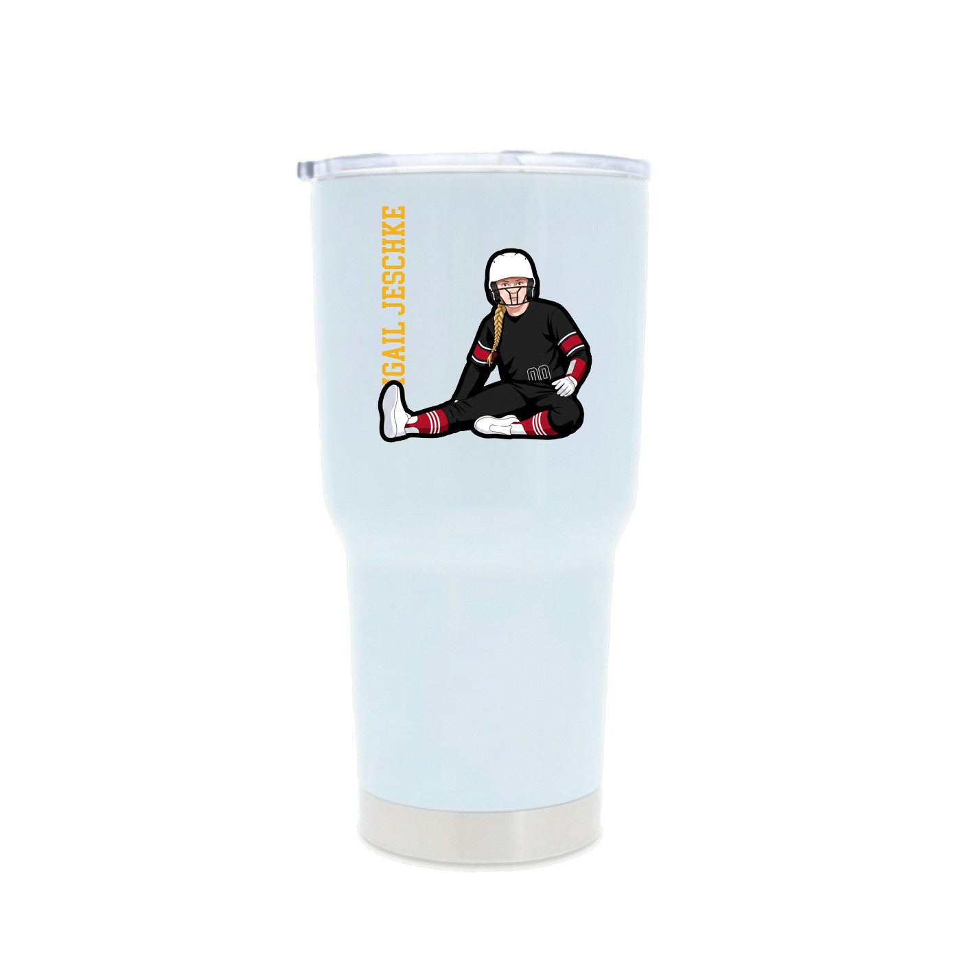 30oz Stainless Steel Tumbler — Name Vertical in White