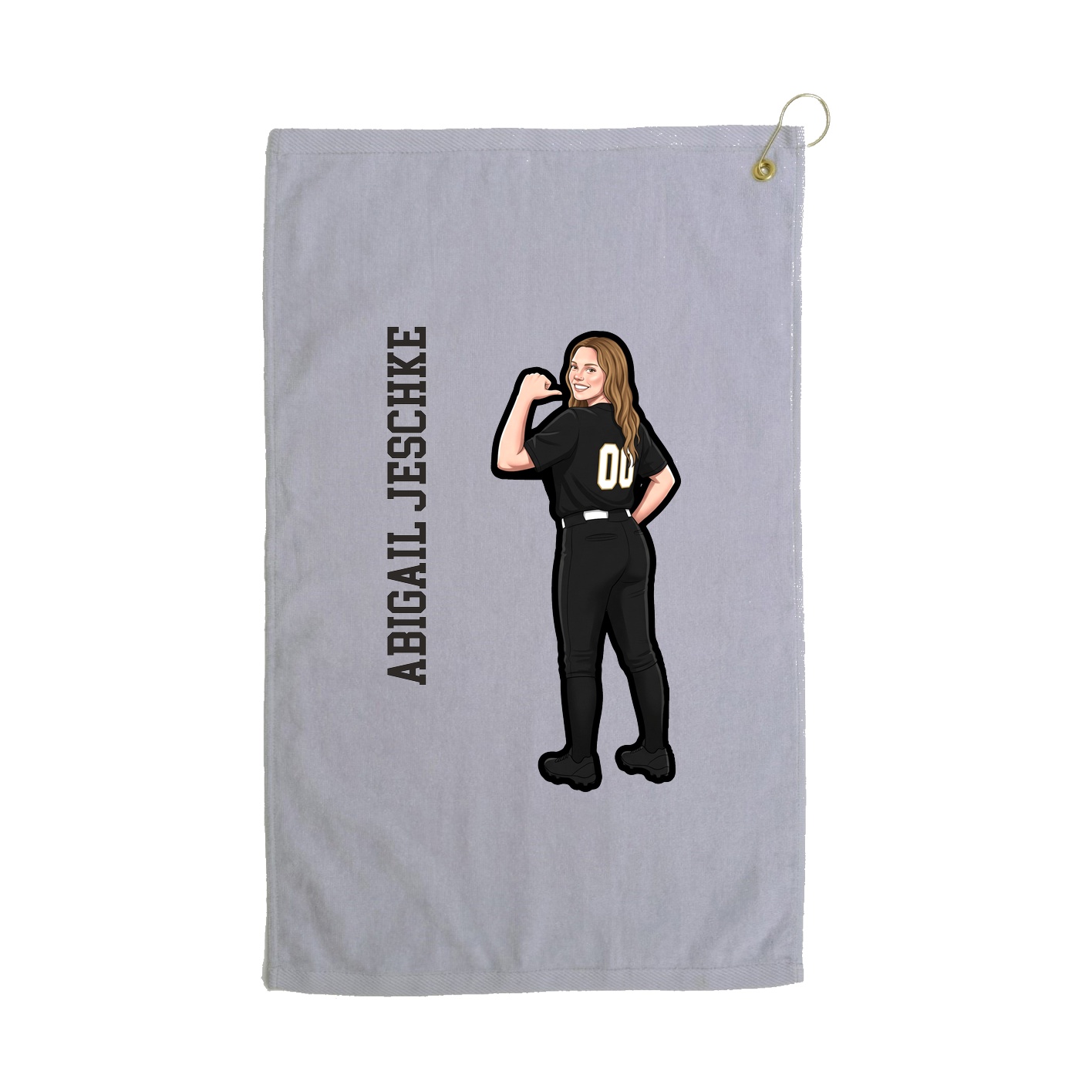 Golf Towel — Name Vertical in Grey