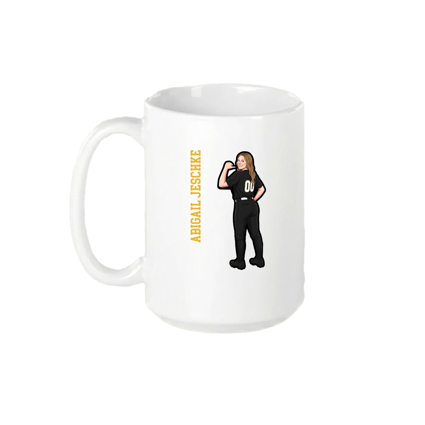 15oz Coffee Mug — Name Vertical in White
