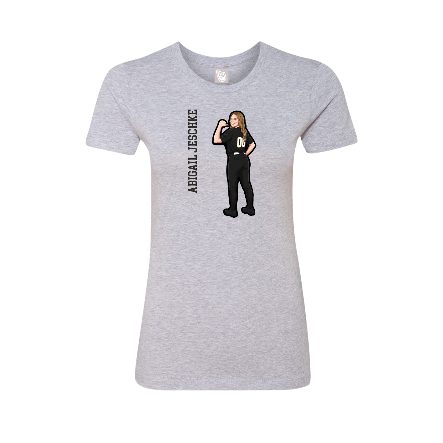 Fitted Women's Tee — Name Vertical in Grey