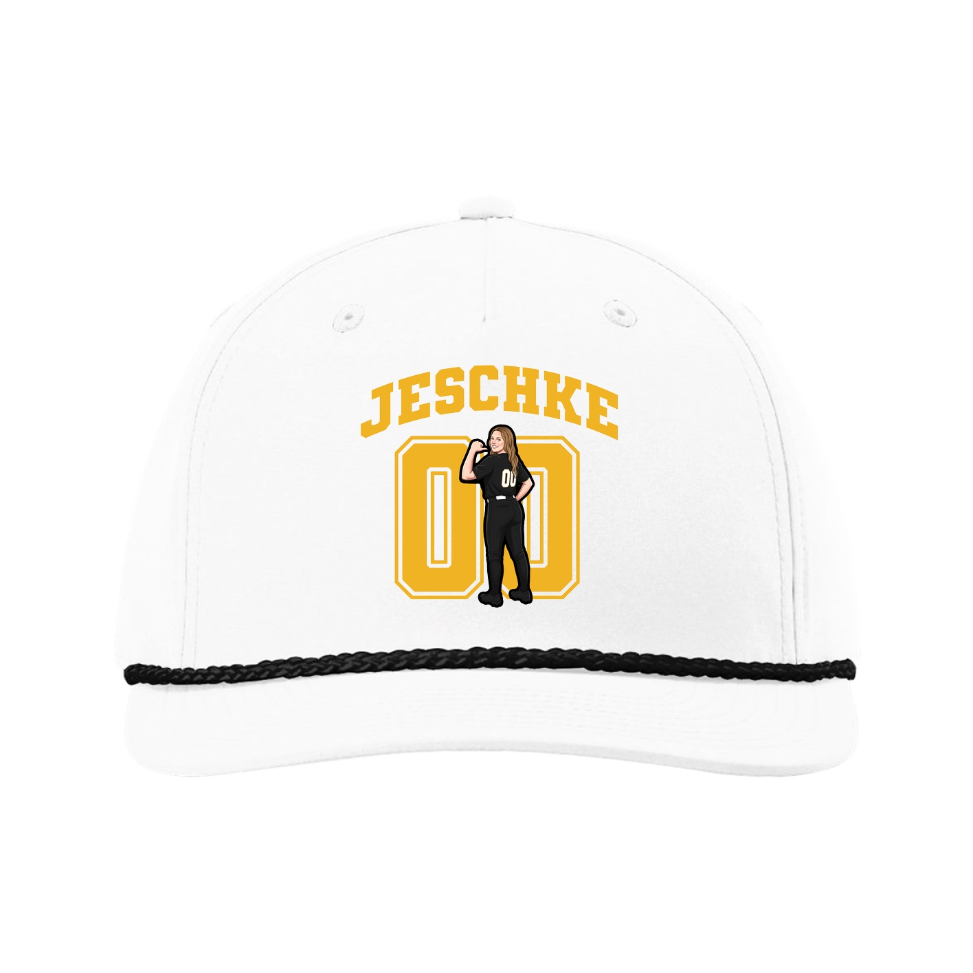 Five-Panel Classic Rope Cap — Number in White