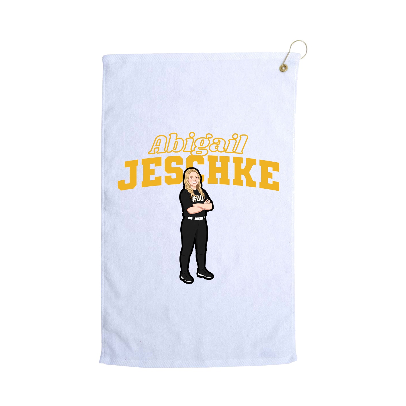 Golf Towel — Name Arch in White