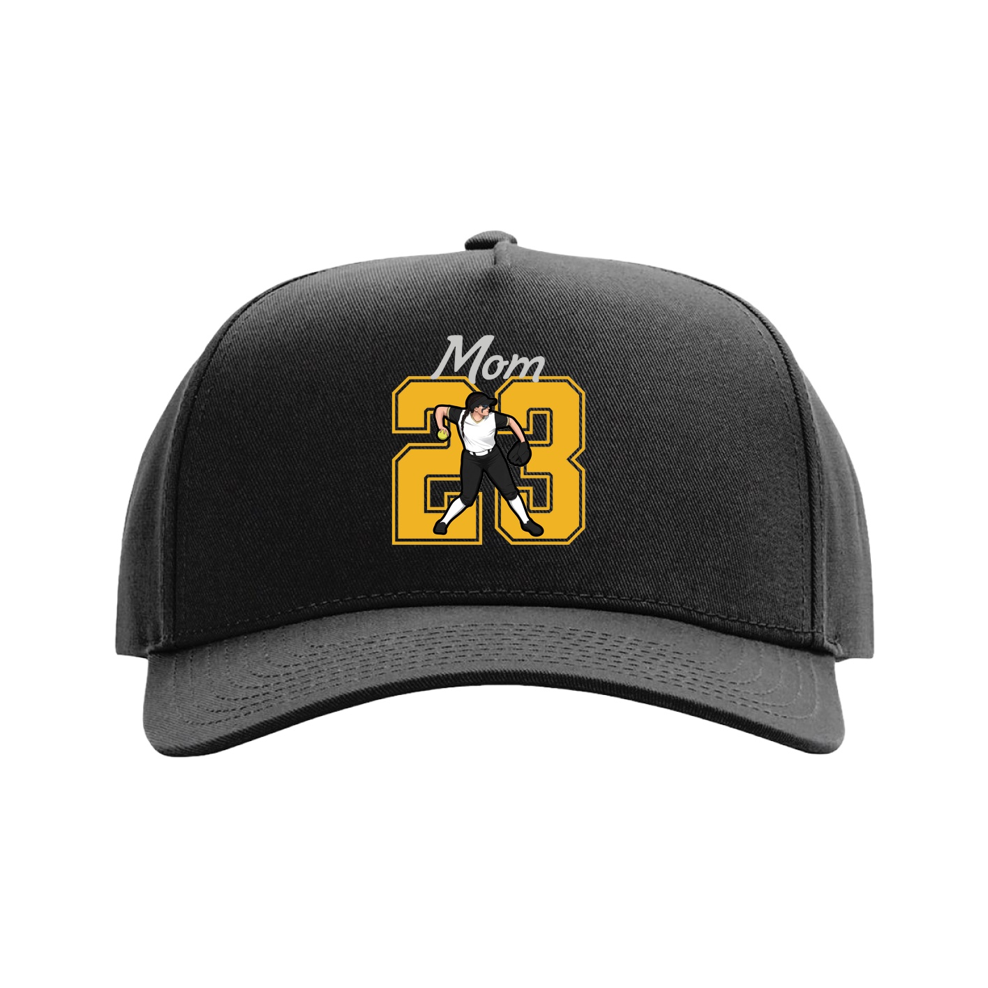 Full Fabric Five-Panel Champ Cap — Mothers Day Shirsey in Black