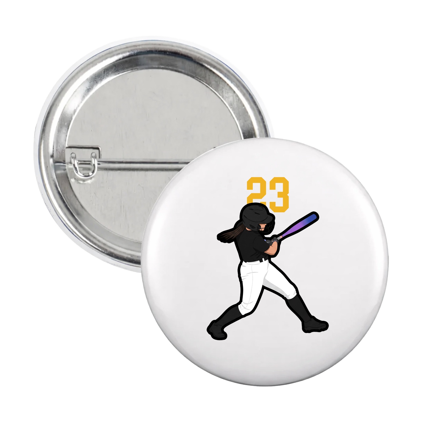 Game Day Button — Number Top in White