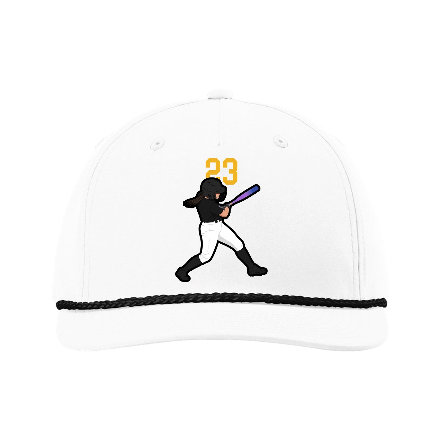 Five-Panel Classic Rope Cap — Number Top in White
