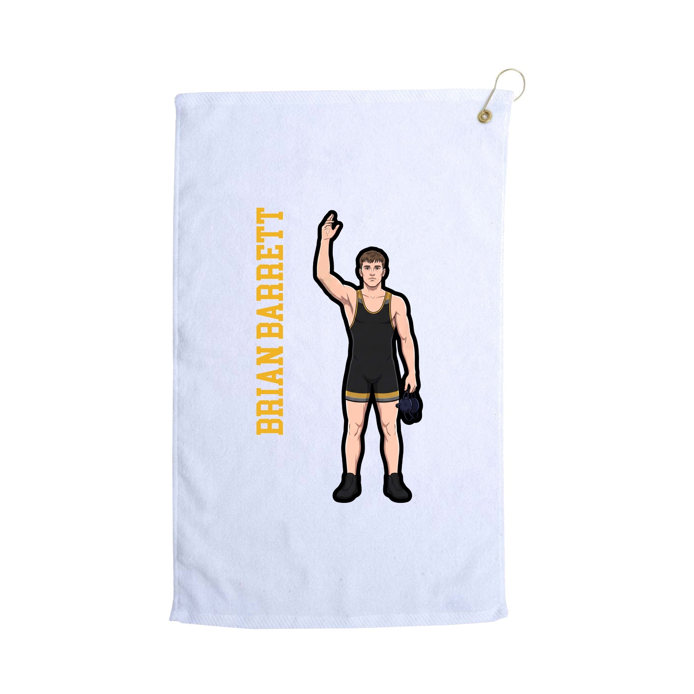 Golf Towel — Name Vertical in White
