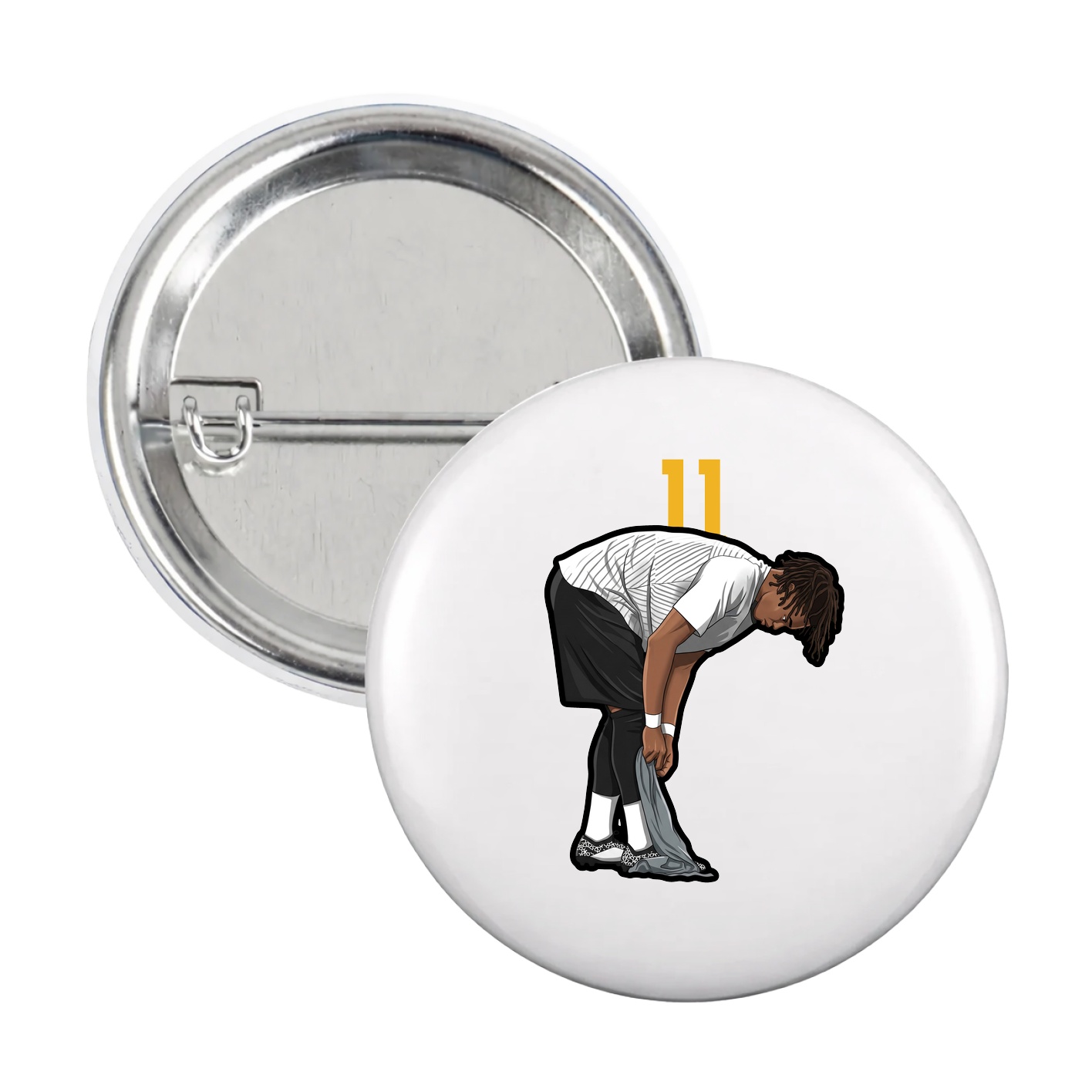 Game Day Button — Number Top in White