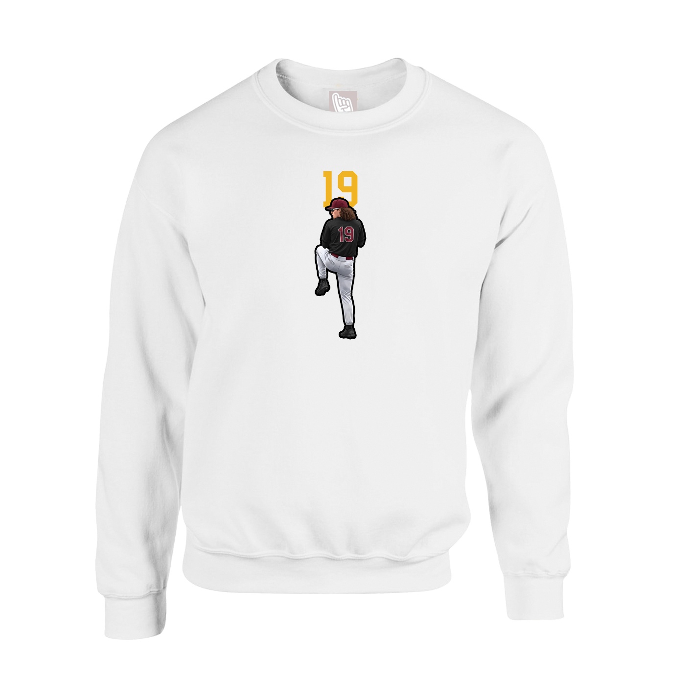 Fleece Crew — Number Top in White