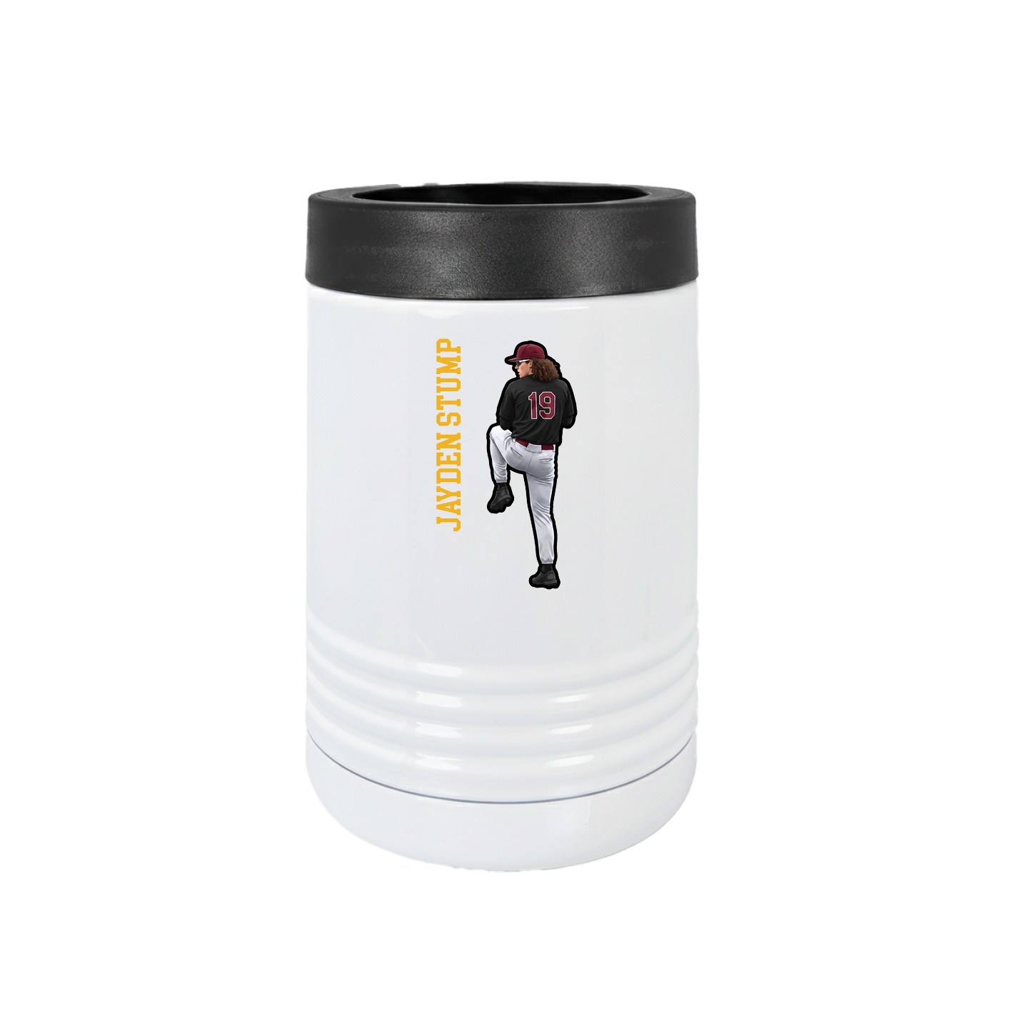 Beverage Holder — Name Vertical in White