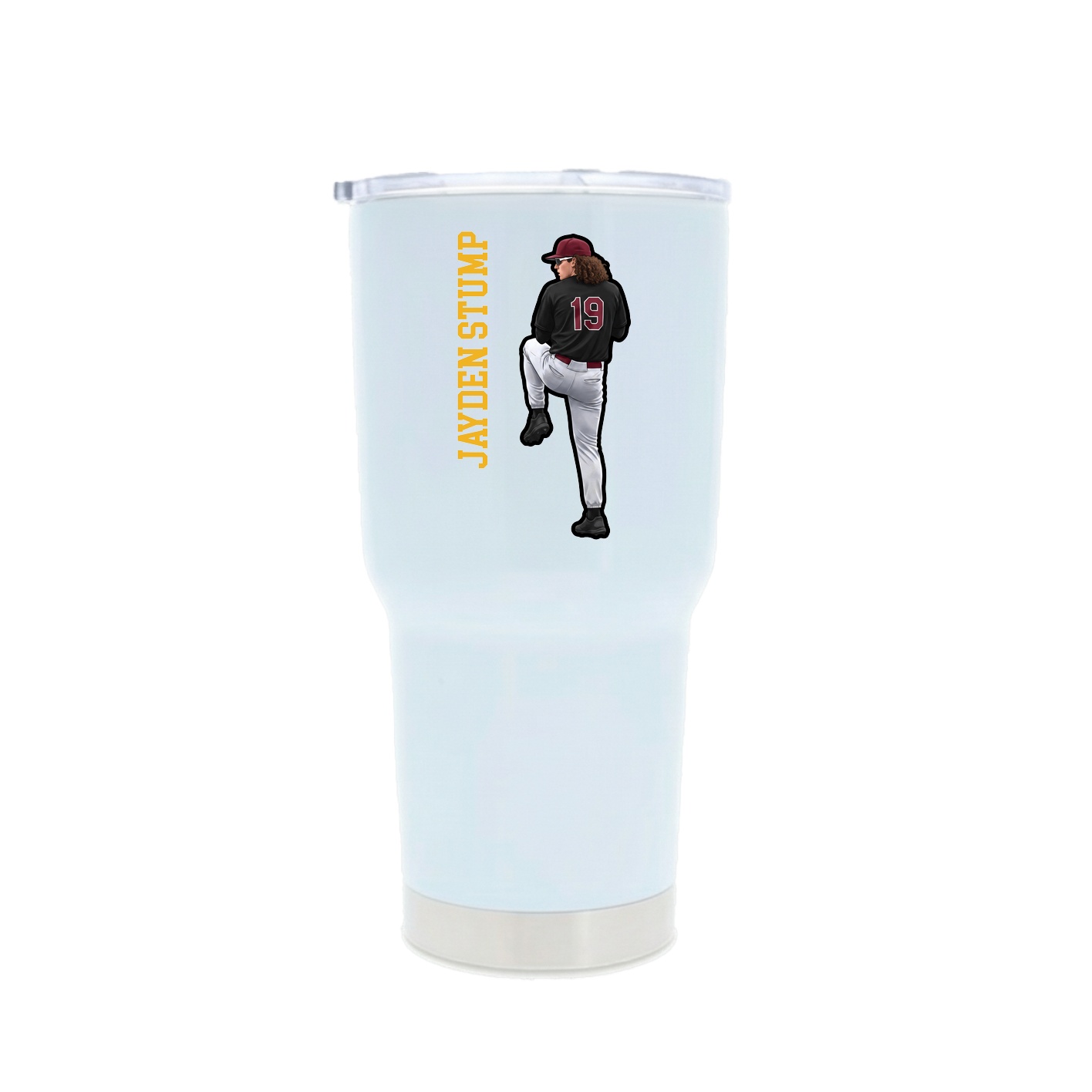 30oz Stainless Steel Tumbler — Name Vertical in White