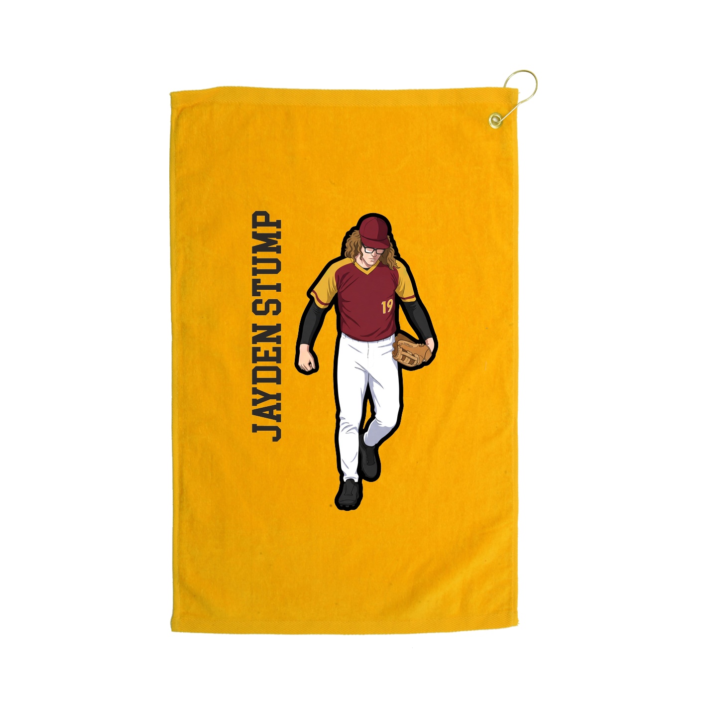 Golf Towel — Name Vertical in Gold