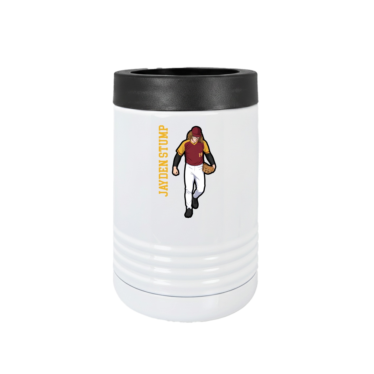 Beverage Holder — Name Vertical in White