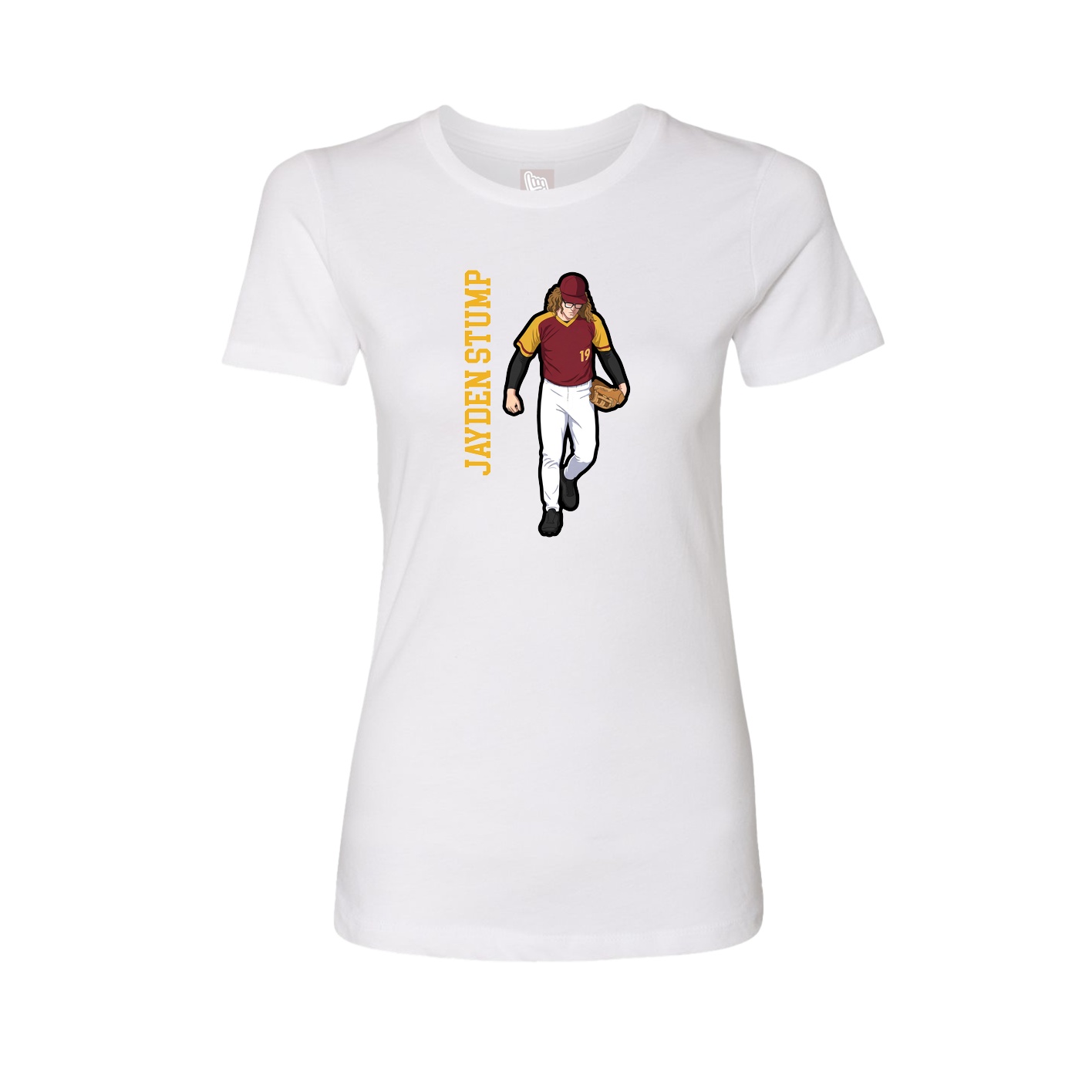 Fitted Women's Tee — Name Vertical in White