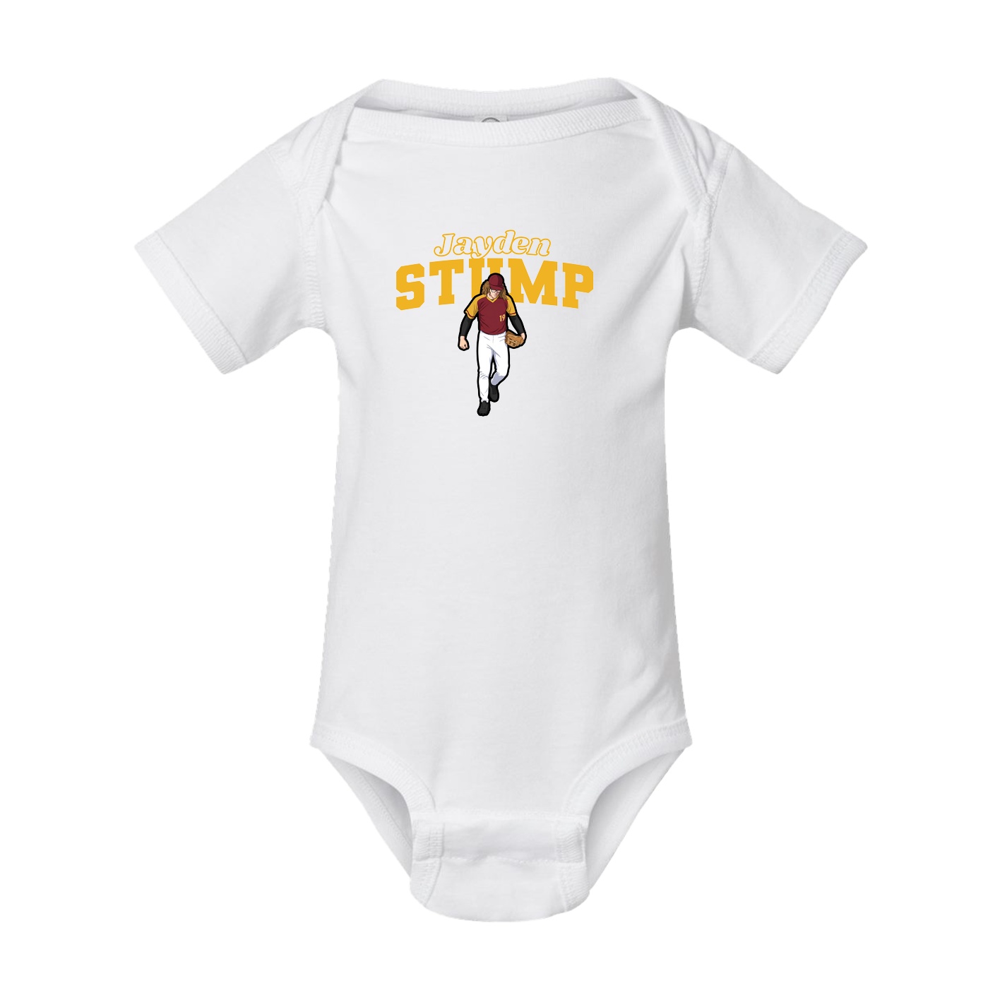 Baby Onesie — Name Arch in White