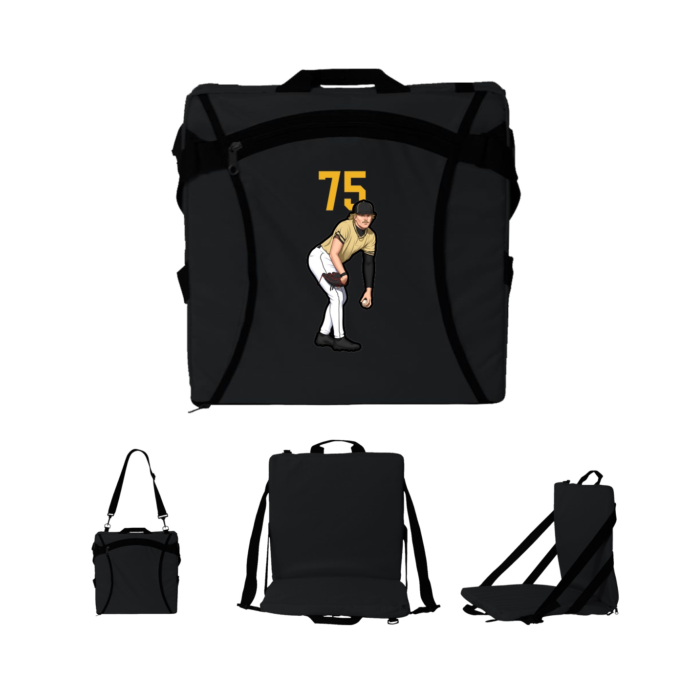 Folding Stadium Seat — Number Top in Black